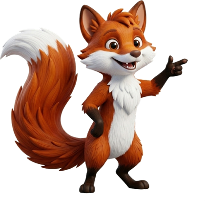 Remi, the Cueword fox, pointing to the term plan